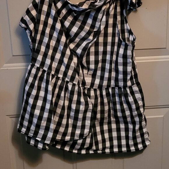 WHO WHAT WEAR Super Cute Black & White Checked Halter Top Misses Size XXL - Picture 2 of 7
